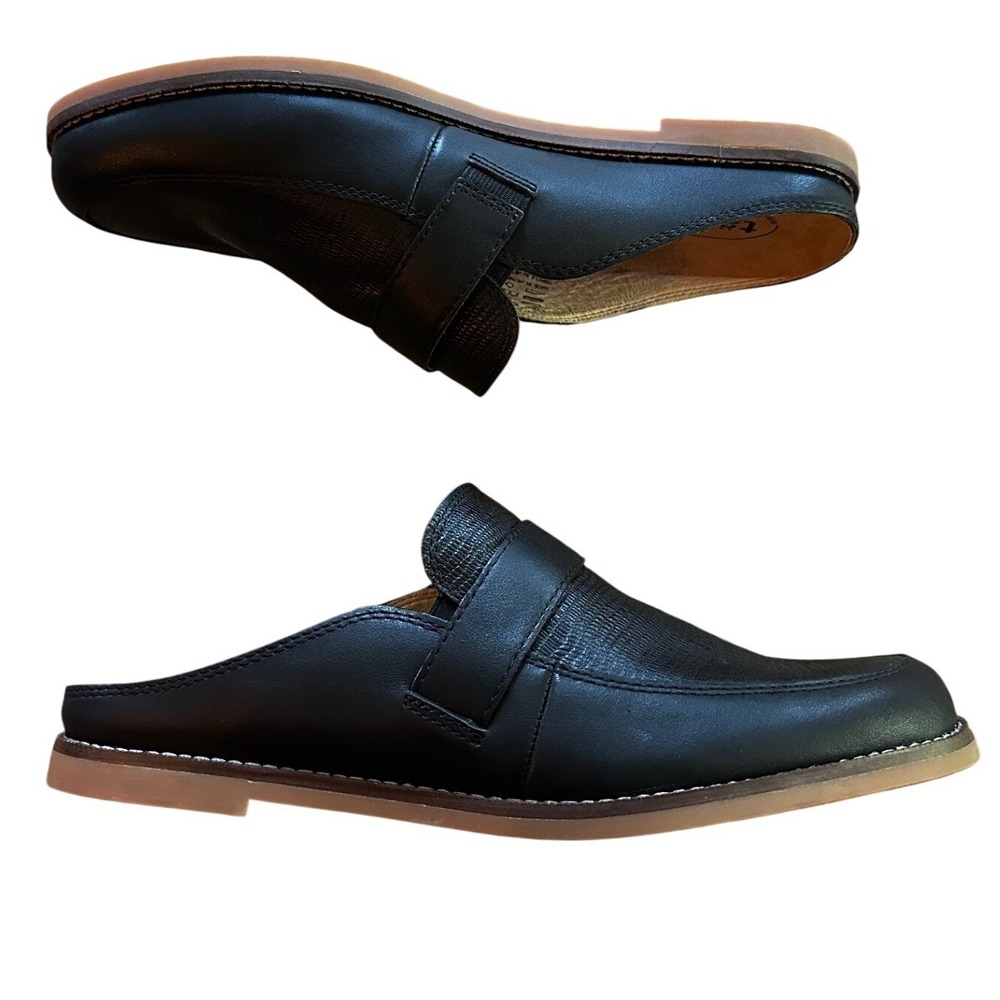 Taos Royal Black Leather Lizard Embossed Mules Loafers Womens 10 - Picture 2 of 5